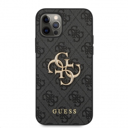 Guess PU 4G Metal Logo Zadní Kryt pro iPhone 12 Pro Max Grey, GUHCP12L4GMGGR