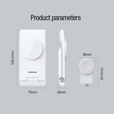 Nillkin PowerTrio 3v1 Bezdrátová Nabíječka MagSafe pro Apple Watch White (MFI), 57983112830
