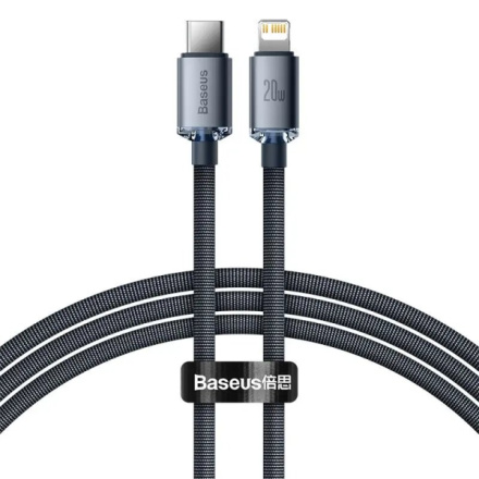 Baseus  Crystal Shine Series Datový Kabel USB-C - Lightning 20W 1,2m Black, CAJY000201