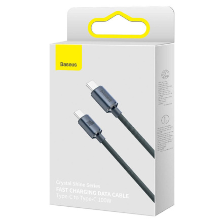 Baseus  Crystal Shine Series Datový Kabel USB-C - USB-C 100W 2m Black, CAJY000701