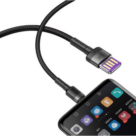 Baseus  Cafule Quick Charging Datový Kabel USB Double Sided to USB 40W 1m Gray/Black, CATKLF-PG1