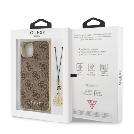 Guess 4G Charm Zadní Kryt pro iPhone 13 Brown, GUHCP13MGF4GBR