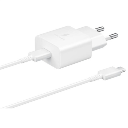 EP-T1510EWE + EP-DA705BWE Samsung 15W Cestovní nabíječka + USB-C/USB-C Datový Kabel White (OOB Bulk), 57983112611