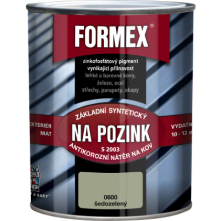 Formex S2003 základ na pozink základní barva na kov, 0600 šedozelený, 0,6 l