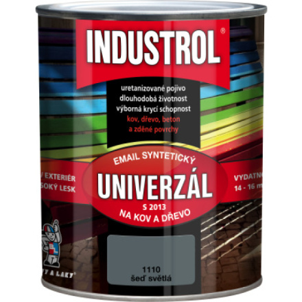 Industrol S2013 univerzál lesk vrchní barva na kov a dřevo, 1110 šeď světlá, 600 ml