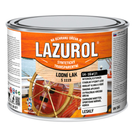 Lazurol S1119 lodní lak odolný lak na dřevo bezbarvý, lesk 375 ml