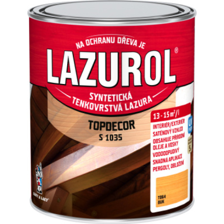 Lazurol Topdecor S1035 tenkovrstvá lazura na dřevo T064 buk, 750 ml