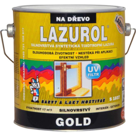 Lazurol Gold S1037 silnovrstvá lazura na dřevo T020 kaštan, 2,5 l