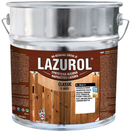 Lazurol Classic S1023 tenkovrstvá lazura na dřevo s obsahem olejů, 0051 zeleň jedle, 9 l