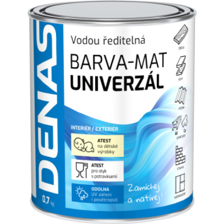 DENAS UNIVERZÁL-MAT vrchní barva na dřevo, kov a beton, 0421 světle modrá, 700 g