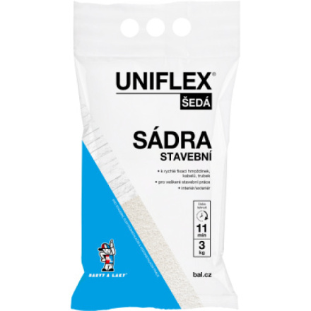 Uniflex sádra šedá, stavební, 3 kg