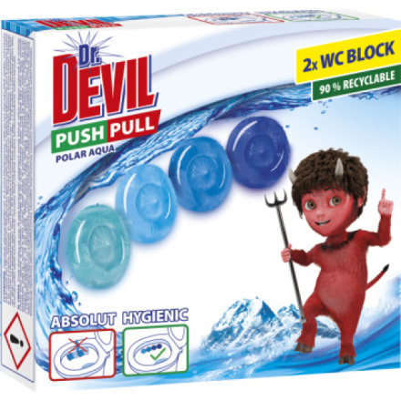 Dr. Devil WC Push Pull Gel Polar Aqua WC blok bez košíku, 2 × 20 g