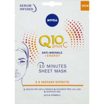 Nivea Q10 Plus C Anti-Wrinkle + Energy 10 minutová textilní pleťová maska 1 ks