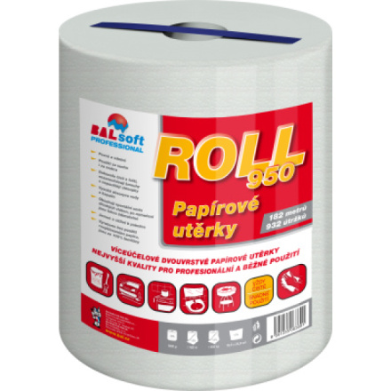 BALsoft Roll950 2vrstvé papírové utěrky, 182 m, 923 útržků, 1 role