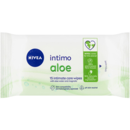 Nivea Intimo Aloe Ubrousky pro intimní hygienu, 15 ks