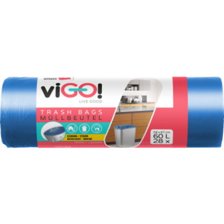 viGO pytle na odpad, 9 µ, 58 × 67 cm, 60 l, 28 ks