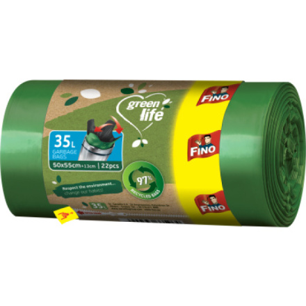 Fino Green Life recyklované PE pytle na odpad, 25 µ, 50 × 55 cm, 35 l, 22 ks
