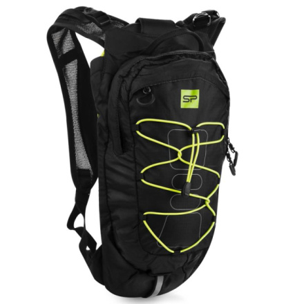 Spokey DEW Sportovní, cyklistický a běžecký batoh 15 l, černý s žluto-zelenými doplňky, K926803