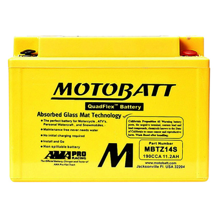 Baterie Motobatt MBTZ14S 11,2 Ah, 12 V, 4 vývody, MBTZ14S