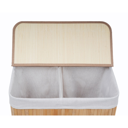 Koš na prádlo G21 105 l s rozdělovačem, bambusový s bílým košem , KPG21BAM1NW