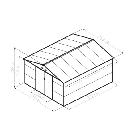 Zahradní domek G21 GAH 1300 - 340 x 382 cm, zelený, GAH-1300-ZNG-2S0