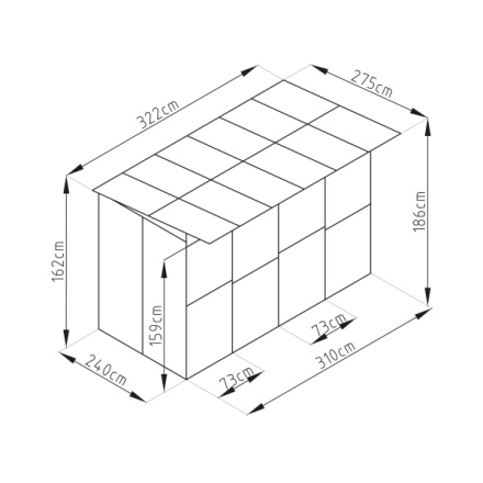 Kotec pro psa G21 KEN 886 - 322 x 186 x 275 cm, dvoumístný, šedý, G21-KEN886