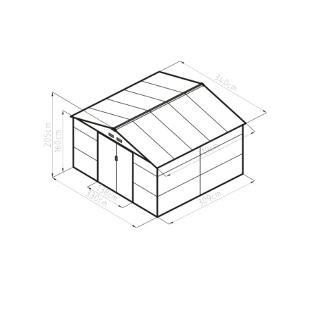 Zahradní domek G21 GAH 1085 - 340 x 319 cm, antracitový, GAH-1085-ZNG-2S0