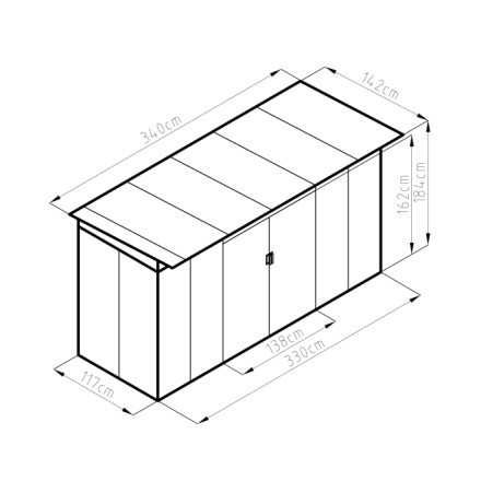 Zahradní domek G21 GRAH 483 - 340 x 142 cm, antracitový, GRAH-483-ZNGR-2S0