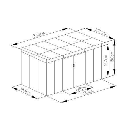 Zahradní domek G21 GRAH 700 - 340 x 206 cm, hnědý, GRAH-700-ZNWW-2S0