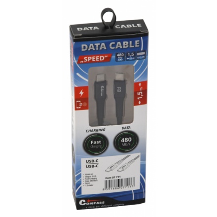 Datový a nabíjecí kabel SPEED USB-C / USB-C 480 Mb/s 1,5m, 07711