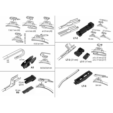 Stěrač FLAT MULTI  610mm s adaptéry, 10054