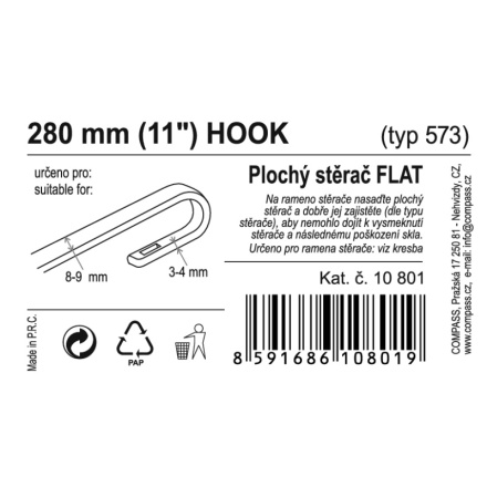 Stěrač FLAT BULK (HOOK) 11"/280mm, 10801