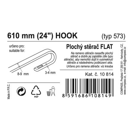 Stěrač FLAT BULK (HOOK) 24"/610mm, 10814