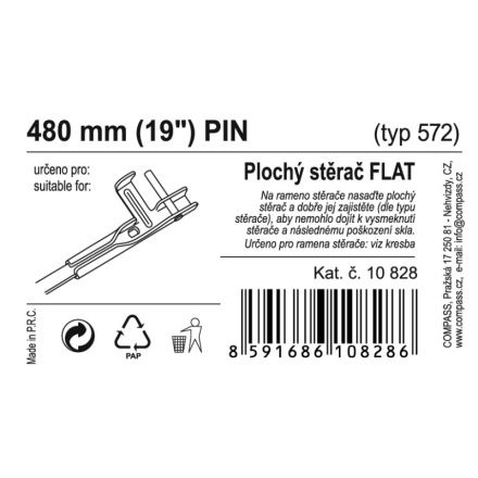 Stěrač FLAT BULK (PIN) 19"/480mm, 10828