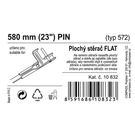 Stěrač FLAT BULK (PIN) 23"/580mm, 10832