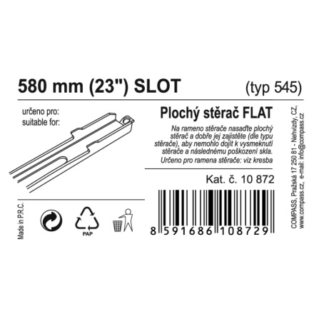 Stěrač FLAT BULK (SLOT) 23"/580mm, 10872