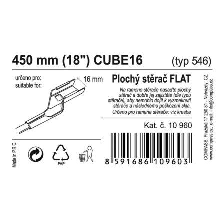 Stěrač FLAT BULK (CUBE16) 18"/450mm, 10960