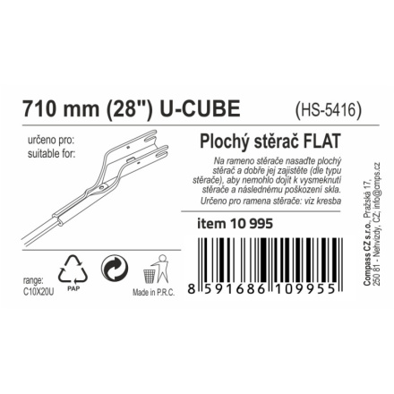 Stěrač FLAT BULK (U-CUBE) 28"/710mm, 10995