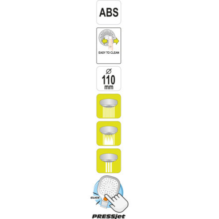 Sprchová hlavice MIMAS 3 funkce + PRESS JET, TO-75635