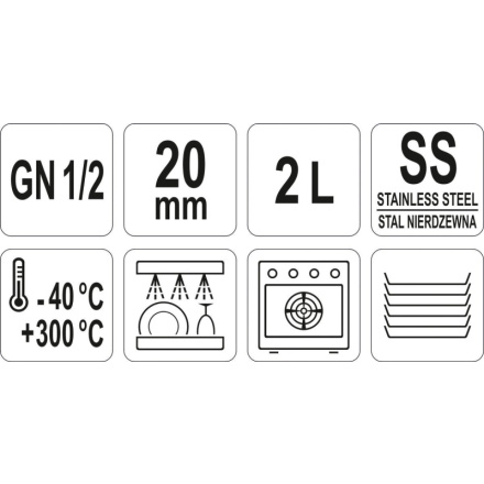 Gastro nádoba NEREZ GN 1/2 20mm, YG-00260