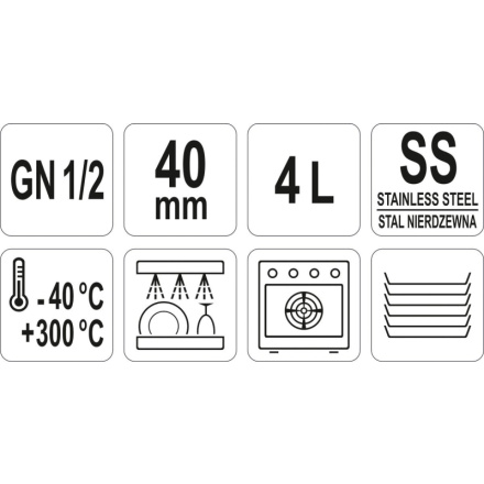 Gastro nádoba NEREZ GN 1/2 40mm, YG-00261