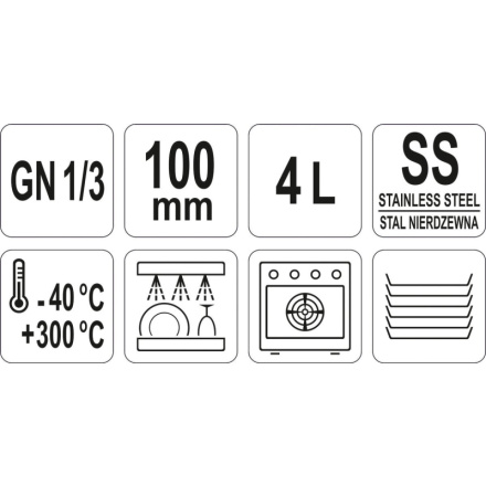 Gastro nádoba NEREZ GN 1/3 100mm, YG-00273