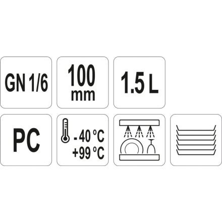 Gastro nádoba PC  GN 1/6 100mm, YG-00426