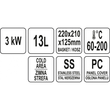 Fritéza jednokomorová 3300W 13l, YG-04616