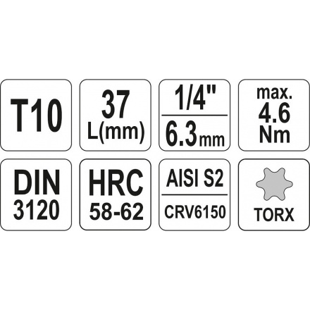 Nástavec 1/4" bit Torx T10, YT-04302