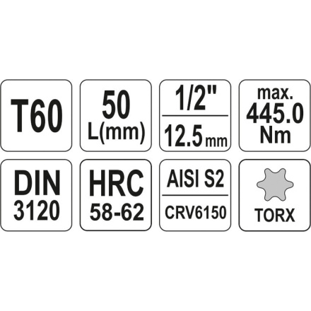 Nástavec 1/2" bit Torx T60, YT-04318