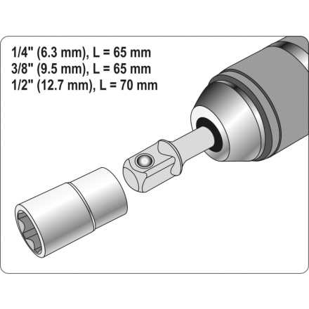 Sada adaptérů 3ks HEX 1/4, 3/8, 1/2, YT-04685