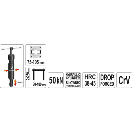 Stahovák a oddělovač s hydraulickým válcem 50kN, YT-0609