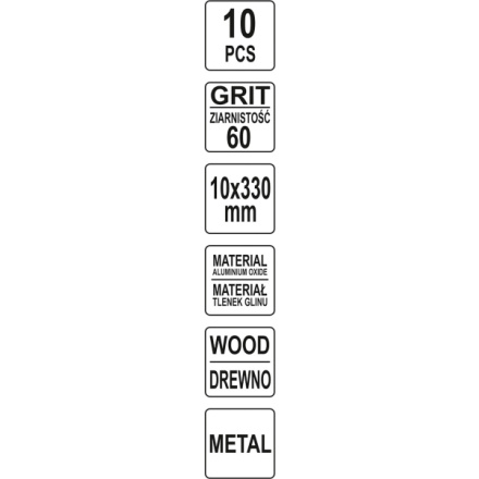 Brusný pás  P60 , 10x330mm 10ks, YT-09743