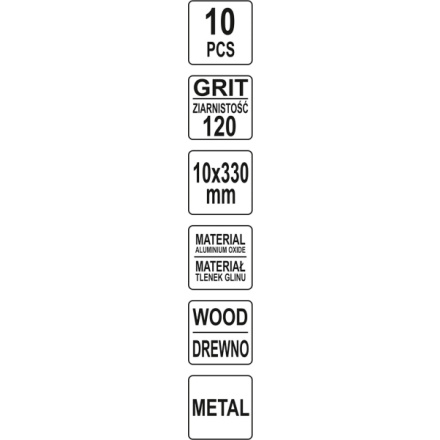 Brusný pás  P120 , 10x330mm 10ks, YT-09746